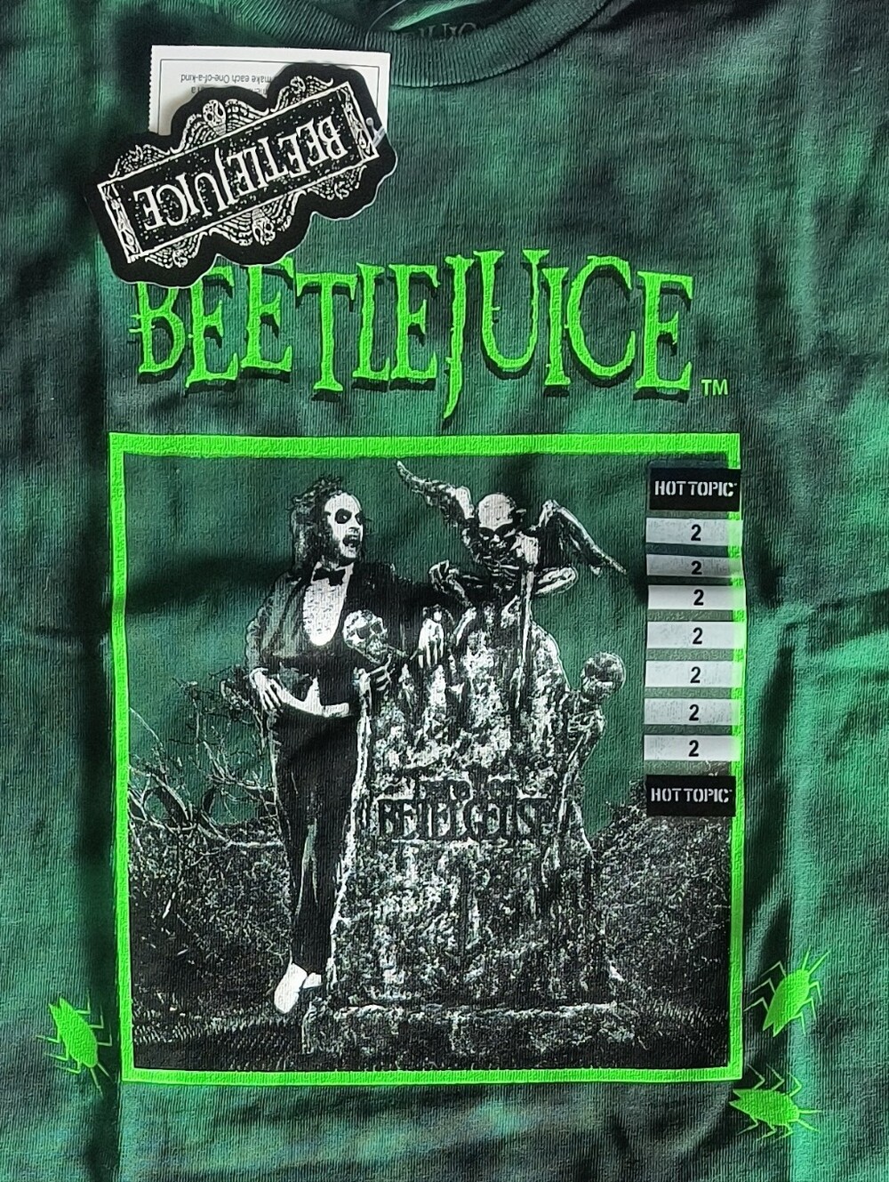 Beetlejuice Tombstone Green Tie-Dye Crop Girls Plus Size T-Shirt